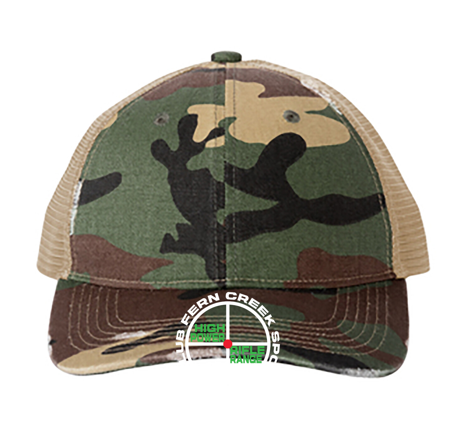 Fern Creek High Power Rifle Range - Port Authority® Distressed Mesh Back Cap  - C600 (White Logo) Embroidery