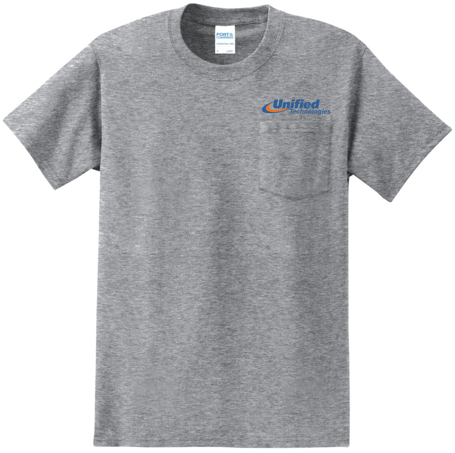 Port & Company® Essential Pocket Tee - PC61P (Blue Logo)
