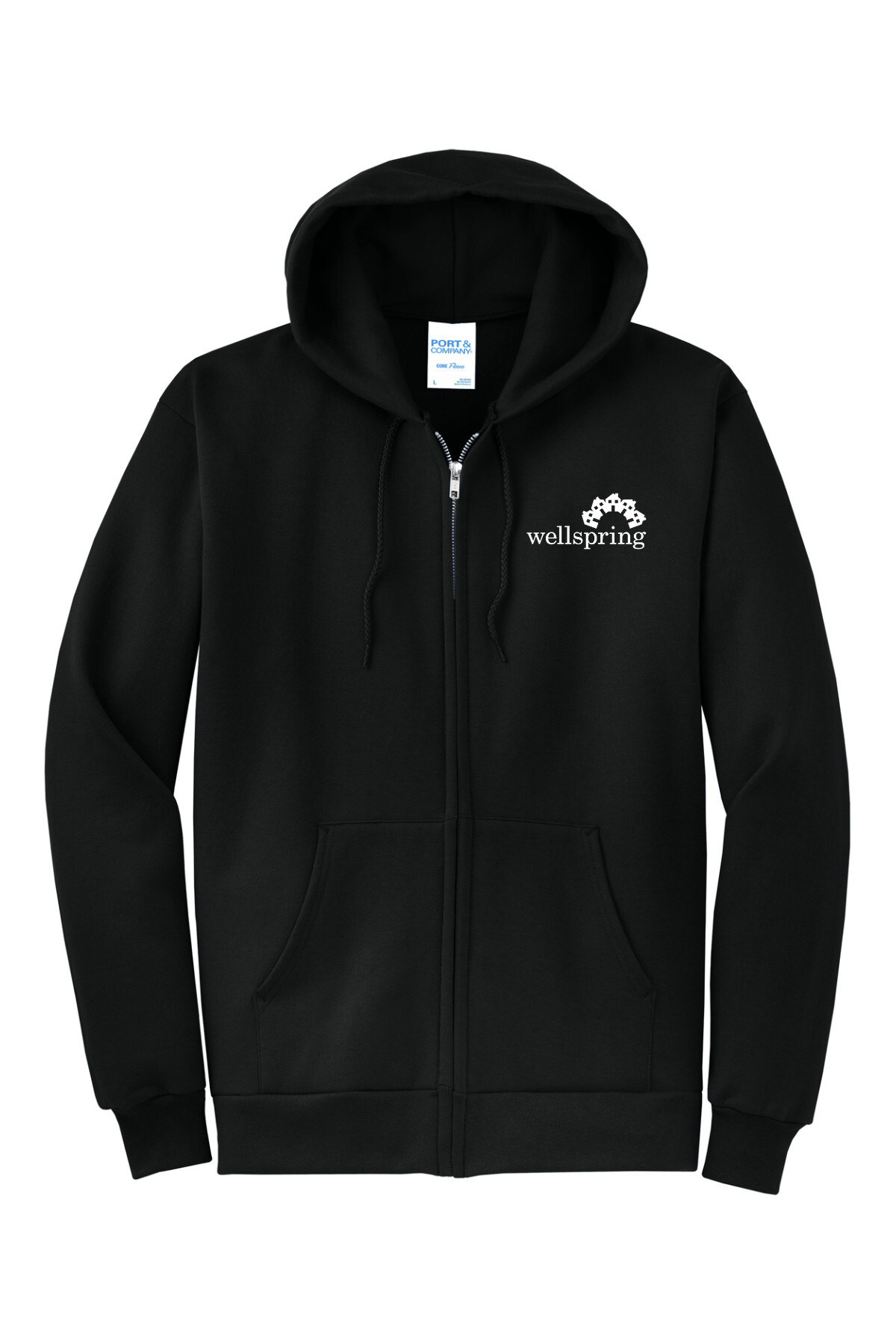 Port & Company® Core Fleece Full-Zip Hooded Sweatshirt - PC78ZH (White Logo)
