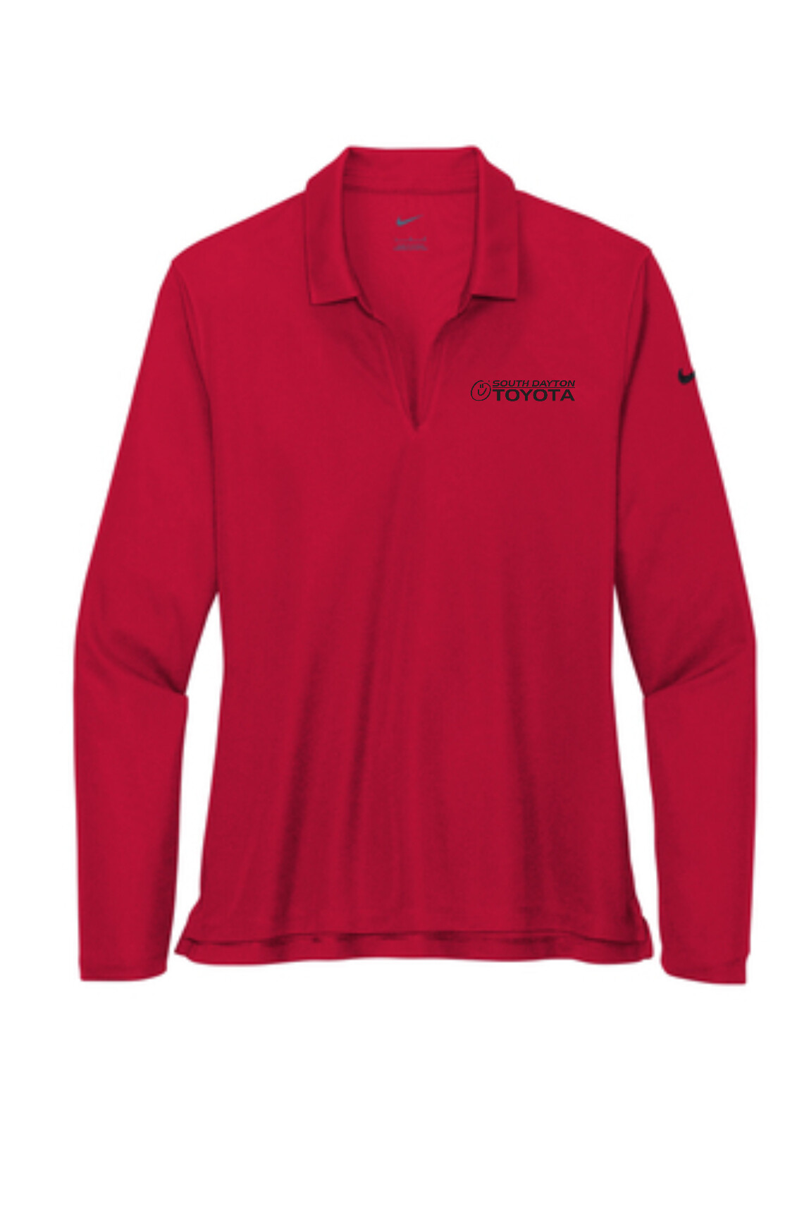 South Dayton Toyota – NKDC2105 Nike Ladies Dri-FIT Micro Pique 2.0 Long Sleeve Polo (All Black Logo)