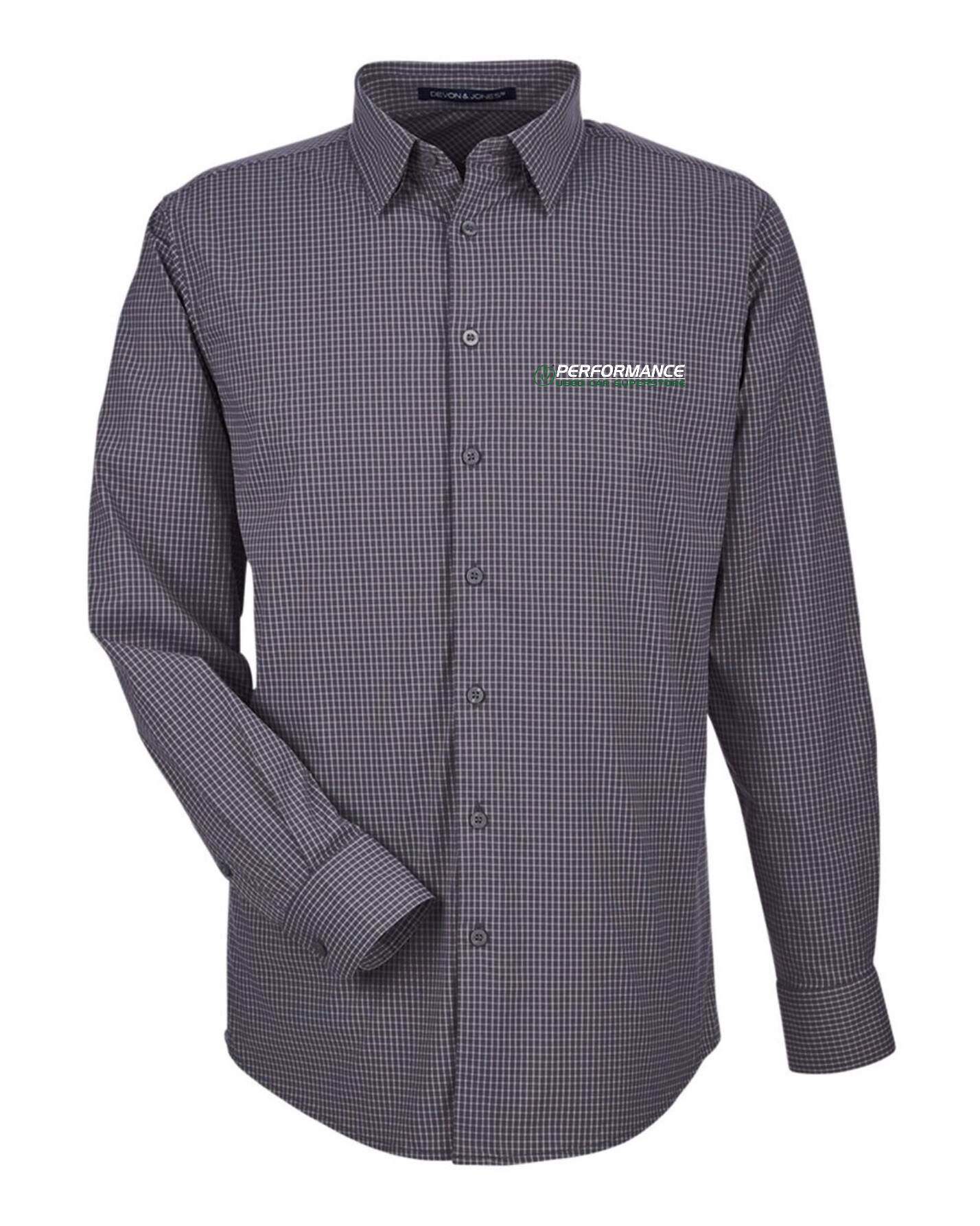 Performance Used Car Superstore - Devon & Jones Men's CrownLux Performance® Tonal Mini Check Woven Dress Shirt - DG535