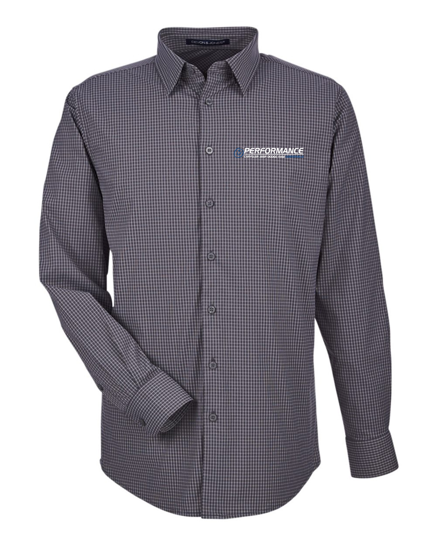 Performance CJDR - Devon & Jones Men's CrownLux Performance® Tonal Mini Check Woven Dress Shirt - DG535