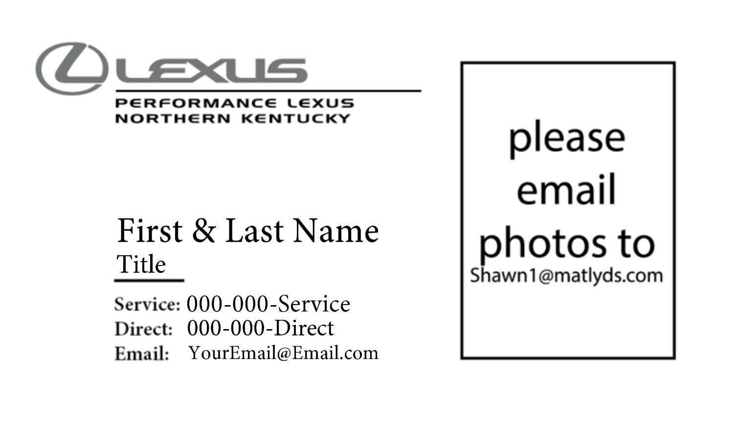 Performance Lexus Northern Kentucky – Business Cards