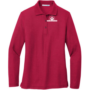 Port Authority® Ladies Silk Touch™ Long Sleeve Polo L500LS (White Logo)