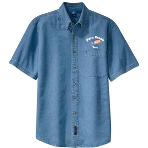 Port & Company® - Short Sleeve Value Denim Shirt - SP11 (White Logo) Screen Print
