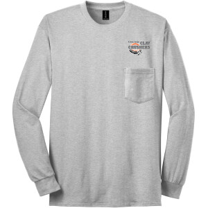 Clay Crushers - Gildan® - Ultra Cotton® 100% US Cotton Long Sleeve T-Shirt with Pocket - 2410 (Outlined Logo) DTF