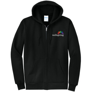 Port & Company® Core Fleece Full-Zip Hooded Sweatshirt - PC78ZH (White Rainbow Logo)